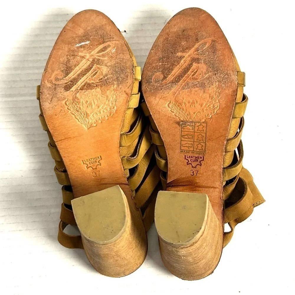 Free People Byron Suede Mules Strappy Heeled Shoes Slide On Size 37 US 7